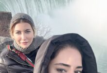 فریبا نادری تولد نرگس محمدی را جشن گرفت عکس فریبا نادری و نرگس محمدی در کنار آبشار نیاگارا