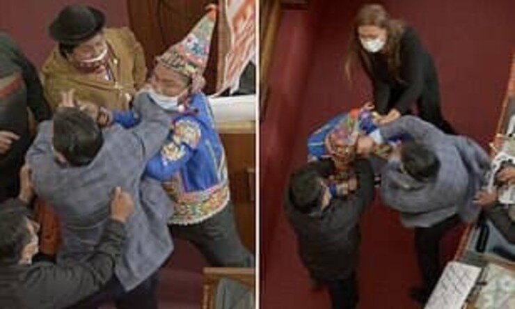 ضرب و شتم نمایندگان مجلس بولیوی در وسط مجلس مقابل دوربین ها را ببینید