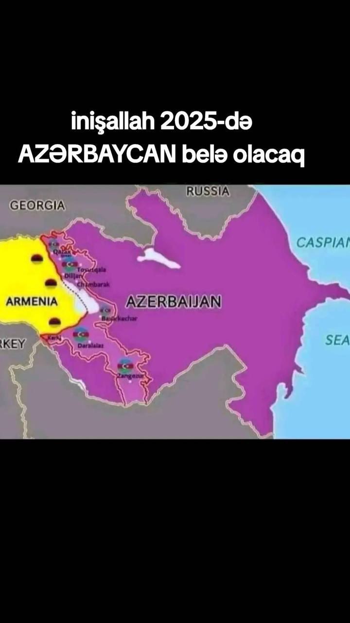عکس توهم رسانه های جمهوری آذربایجان درباره نقشه این کشور در سال 2025