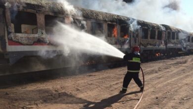 آتش سوزی قطار حومه‌ای هشتگرد - تهران (عکس)