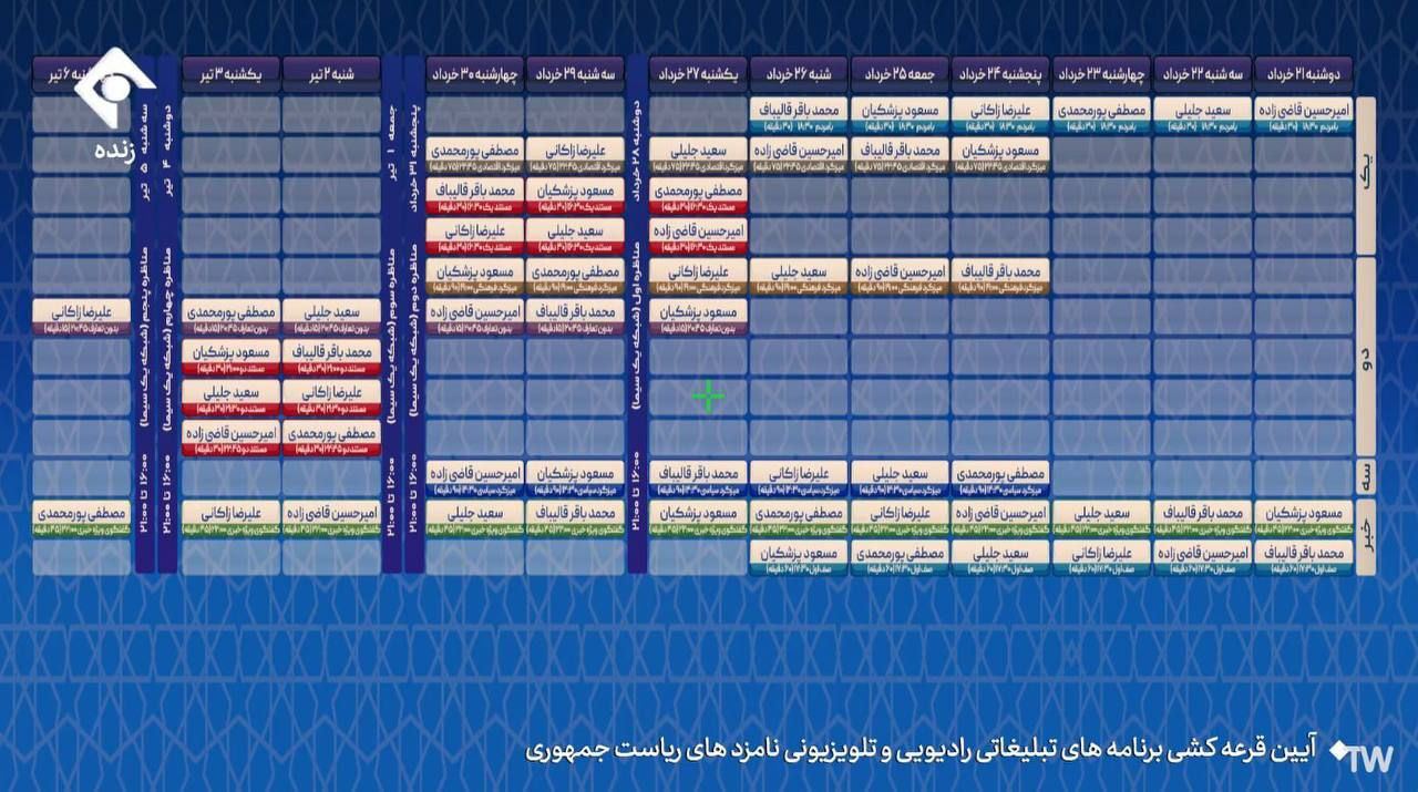 عکس تاریخ مناظره های انتخابات ریاست جمهوری 1403.