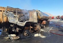 آتش‌سوزی و جان‌باختگی در کمربند سبز مشهد! برخورد خودروی حمل قیر با حمل کود حیوانی