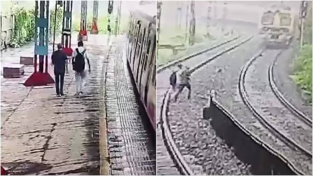 لحظه دلخراش خودکشی پدر و پسر هندی در راه آهن (فیلم)