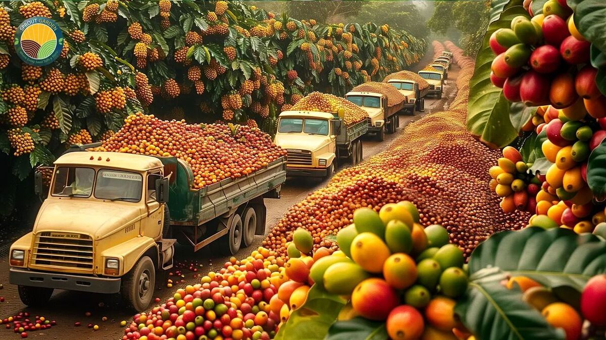 چگونه صدها تن قهوه در مزارع برزیل برداشت و فرآوری می شود؟ (فیلم)