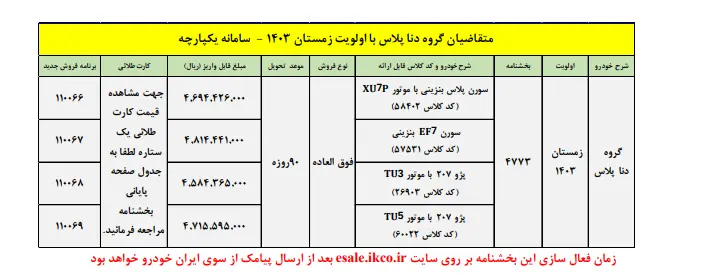 فروش فوق العاده دنا پلاس اعلام شد