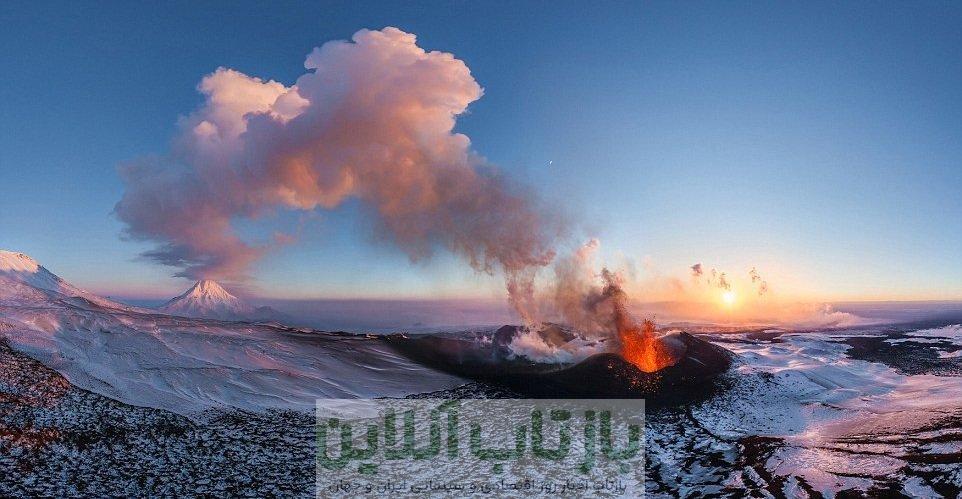 فوران آتشفشان در کامچاتکا روسیه