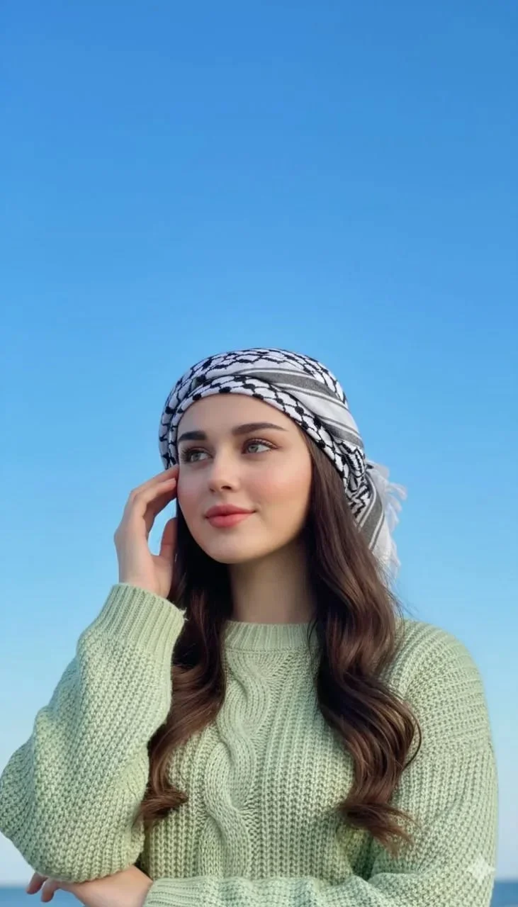 عکس پروفایل دختر با کلاه قرمز و مشکی; ژست های شیک در صحرا، طبیعت و خیابان 9 عکس پروفایل دختر با چفیه